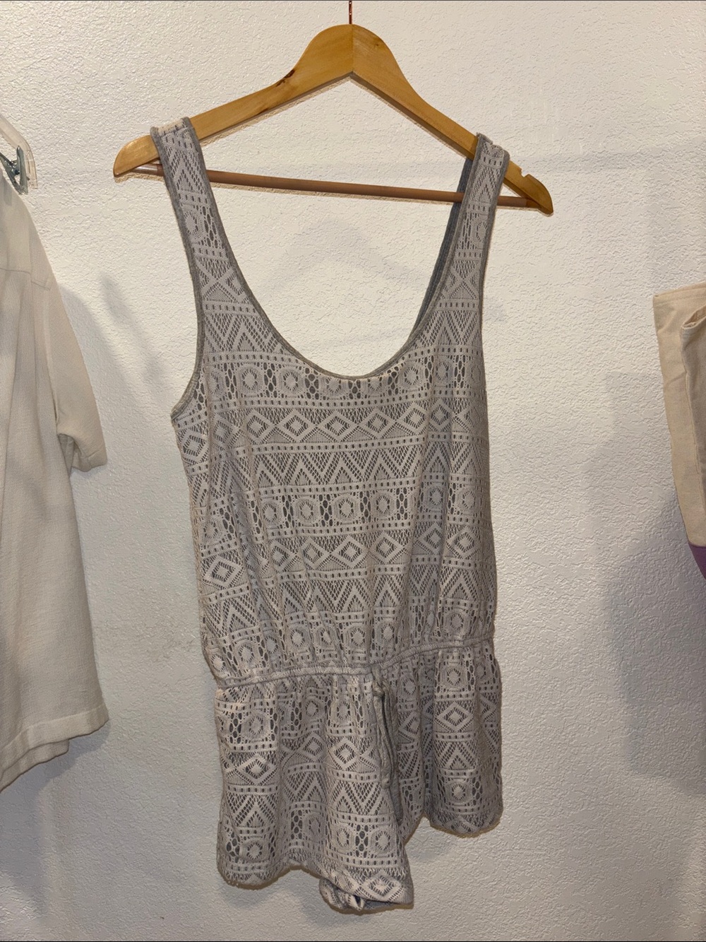 Pins & Needles Light Gray Lace Knit Romper